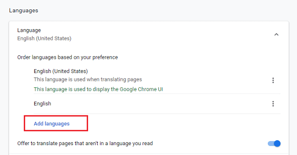 Change language Google Chrome