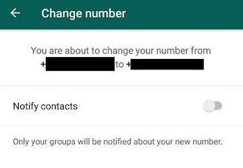 Whatsapp number change