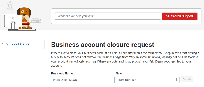 Delete-yelp-business-account